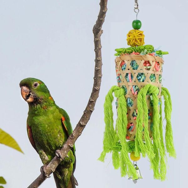 Outros pássaros suprimentos de pássaros papagaio mastigar brinquedo seguro para pendurar brinquedos molares para periquitos madeira de madeira de madeira