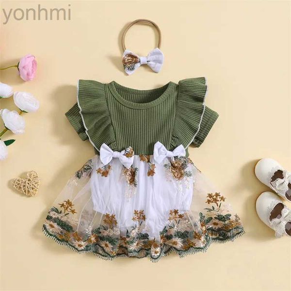 Платья девочки Beqeuewll 0-2y Baby Girl Girl Romper Платье для цветочных вышивших.