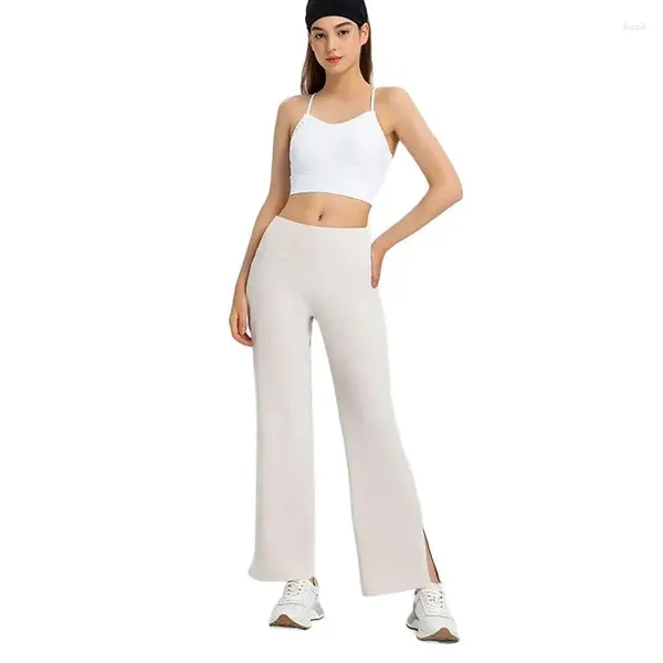 Pantaloni da donna Lulowomen High Waist largo gamba Yoga Micro Micro Dance Danza Long Fitness Trastone casual Outdoor Tessuto con logo