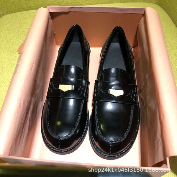 Schuhe Boots Goldmünze Lefu für Frauen dicker alleiniger britischer Stil kleiner Leder eine Stufe Flach Single Single