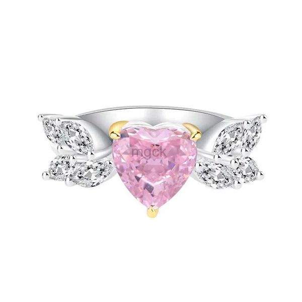 Eheringe S925 Silber High Carbon Diamant 8 * 8 herzförmige Engelsring -Ring -Set Diamant Einfacher Ring Frauen Schmuck Ehering 240419