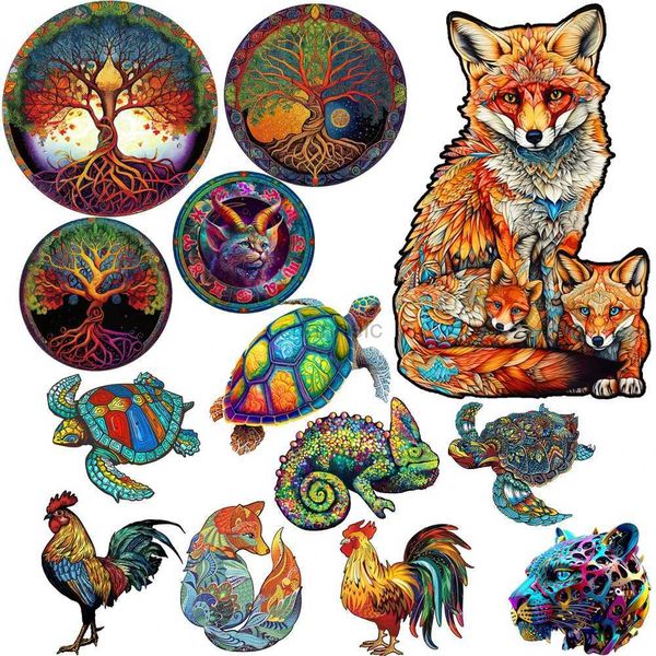 Puzzles 3D 300 PCs Puzzinhos de madeira Jigsaw Animal para adultos crianças misteriosas Lion Puzzle Gifts Interactive Games Toys Wood Jigsaw 240419