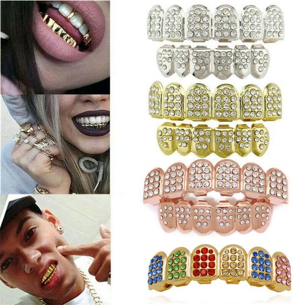 1Set Fashion Gold plattierte Zähne Grillz Hip Hop cool beliebte Vampir Gangsta Fang Zahnkappe Mold Kit Körper Schmuck Geschenk Neue