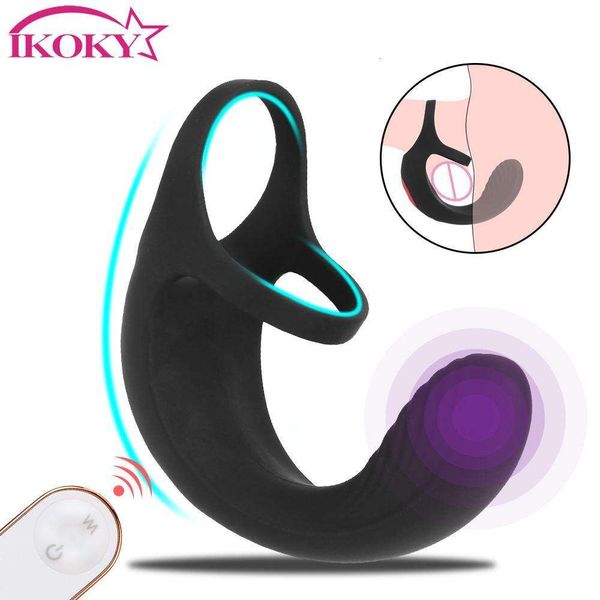 Anello vibrante Anello del pene maschio Cintura di castità Wireless Remoto Control 9 Modie DILDO Testicole Massager Vibratore Sexy Toys per uomini