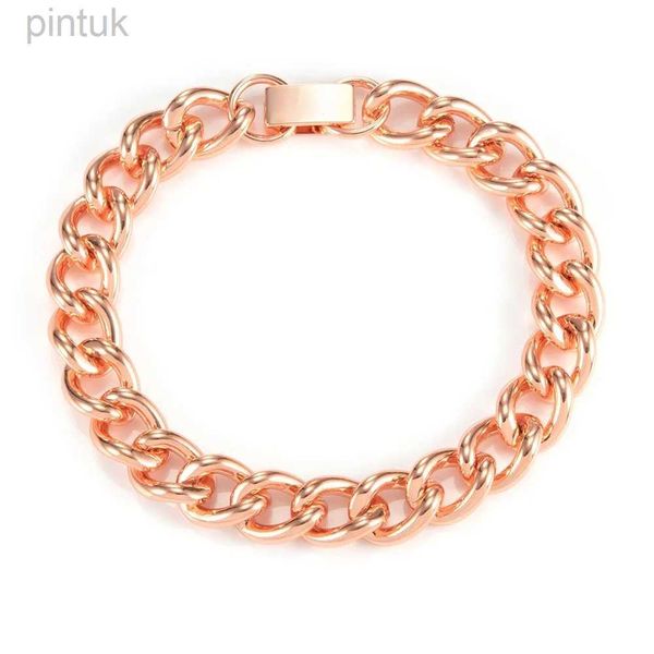 Цепочка SNQP Fashion Pure Copper Bracelet для мужчин Женщины, покрытые розовым золотом, кубинская цепная цепь Высококачественные здоровые ювелирные изделия D240419