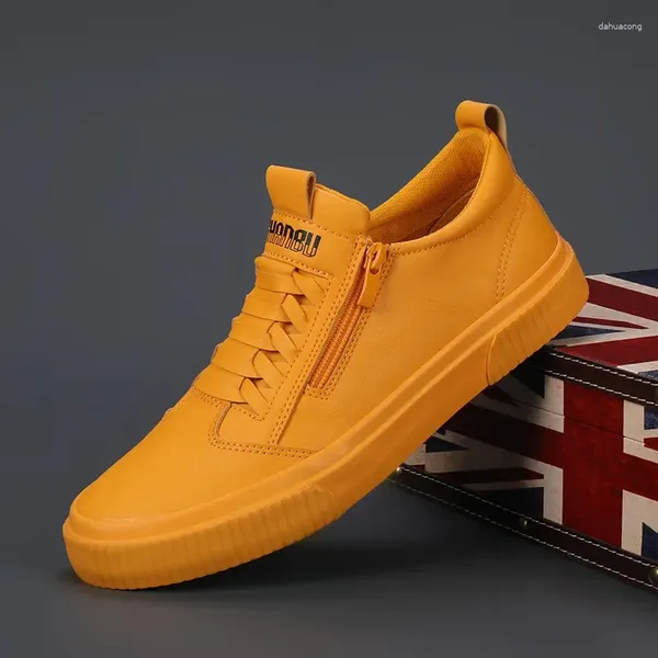 Sapatos casuais homens couro coreano tendência dupla zíperes britânicos tênis de moda britânica Mocassins Men#22833