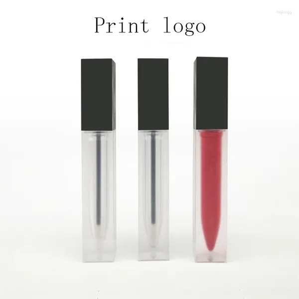 Garrafas de armazenamento Imprima seu logotipo 50pcs 5ml vazio Garrafa Lipgloss Diy Lip Gloss Container Transprent Recilável