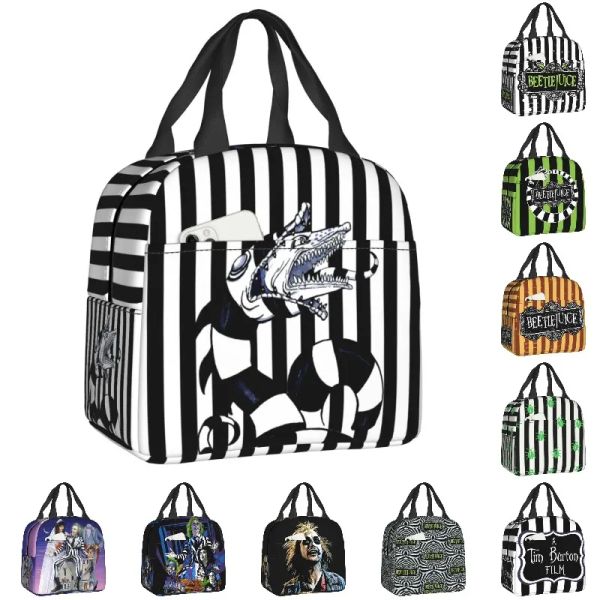 Taschen Beetlejuice Sandwurm isolierter Lunchtasche für Frauen tragbare Tim Burton Horror Film Cooler Thermal Lunch Box Arbeit Picknicktüten