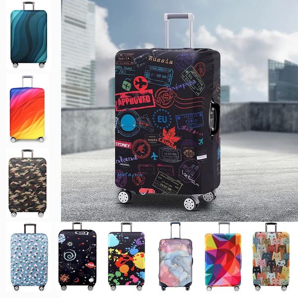 Dicke elastische Weltkarte Gepäck Schutzabdeckung Reißverschlussanzug für 18-32-Zoll-Bag-Koffer Deckung Trolley Cover Travel Accessoires 240418