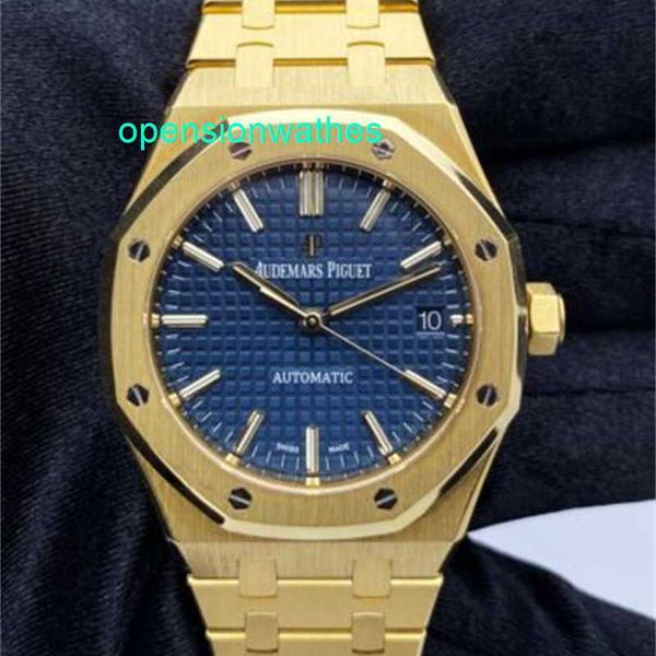 Audemar Pigue Luxury Watches Automatico da uomo Audemar Pigue Royal Oak 15450Ba Blue Dial Blue Carta 18k Gold Fnby