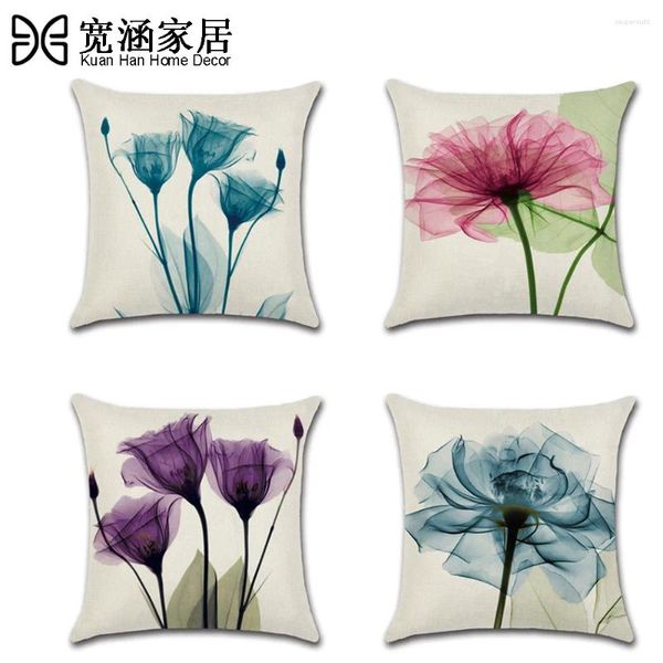 Cuscino ad acquerello cuscino per tulipica casa cotone decorativo di cotone cover astratto fiori quadrati con cerniera quadrata custodie
