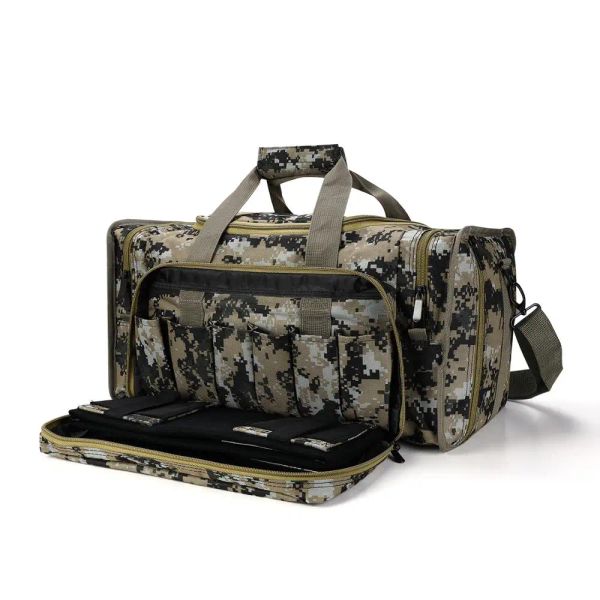 Pacote sacos de mochila de tiro táticos para pistolas com pistolas com zíper trancável e pés antiskídeos para serviço pesado (camuflagem)