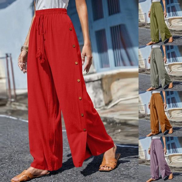 Calças femininas Muticolors Pant Suits For Women Summer Travel Business Troushers Casual Moda de cor sólida Coloque alta perna larga Flare