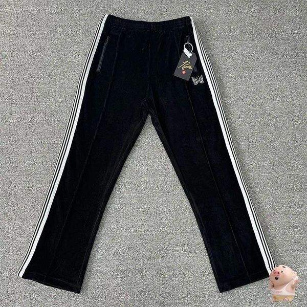 Pantaloni maschili classici aghi multicolore in velluto per velluto binari uomini donne jogger jogger di alta qualità ricamato a farfalla aratto