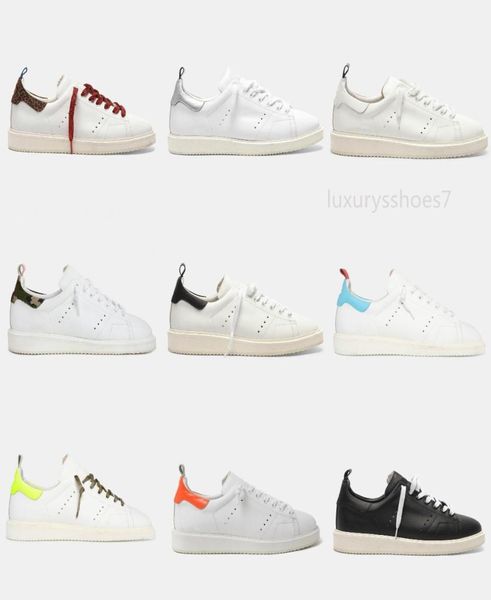 Itália Brand Starter Sneakers Bestas Man Women Casual Shoes Designer clássico de lantejoulas branco