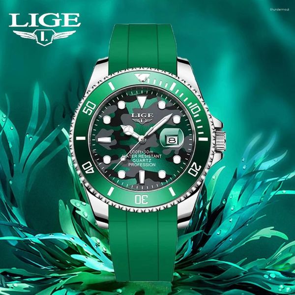 Orologi da polso miliardi di lige al quarzo orologio top marchio moda in silicone verde orologio da polso sport da appuntamento automobilistico per gli uomini 2024