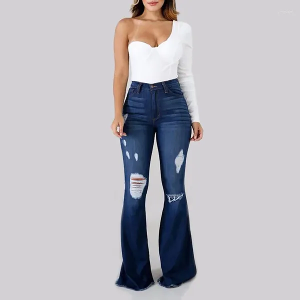 Jeans femininos 2024 Robô Light Robot High Bridge for Woman Modo jeans através da rampa de sapato longo