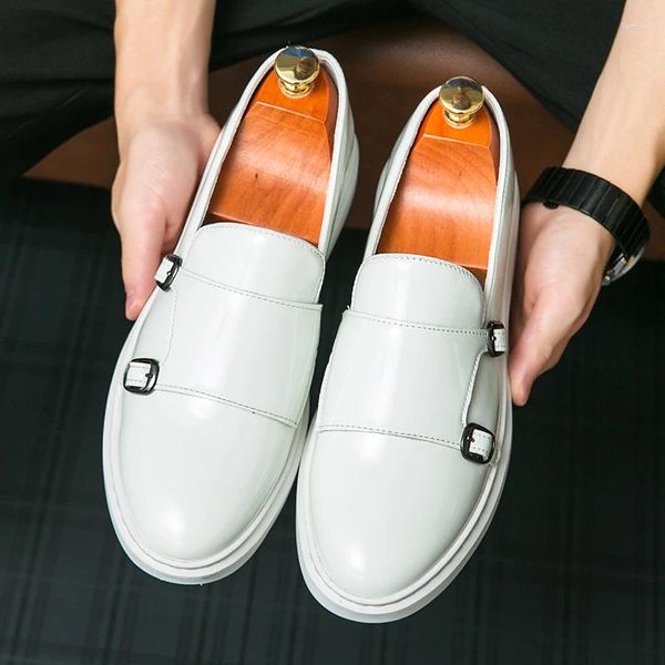 Scarpe casual di lusso da uomo Slip nero bianco su moccioni con cinturino monaco moca