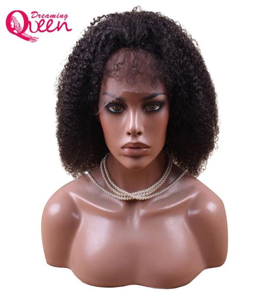 Mongole Afro Kinky ricci di parrucca in pizzo frontale vrigin parrucche per capelli umani linea naturale con capelli per bambini per donne nere che sognano regina1041364