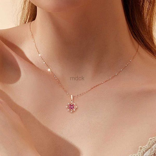Colares pendentes de escultura vintage pequenas pedras preciosas rubi de cristal vermelho colares para mulheres diamantes rosa cor de ouro rosa jóias bijoux presente 240419
