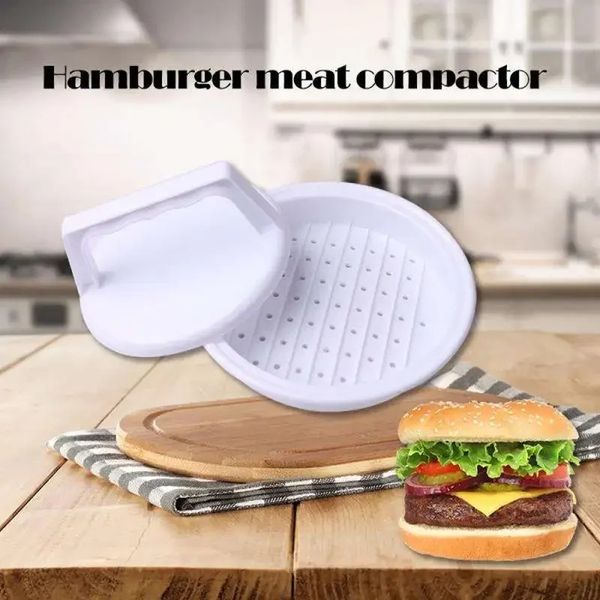 2024 1 set di utensili da cucina a forma rotonda a forma di hamburger di hamburger di plastica per alimenti hamburger grill grill hamburger stampo per pattine