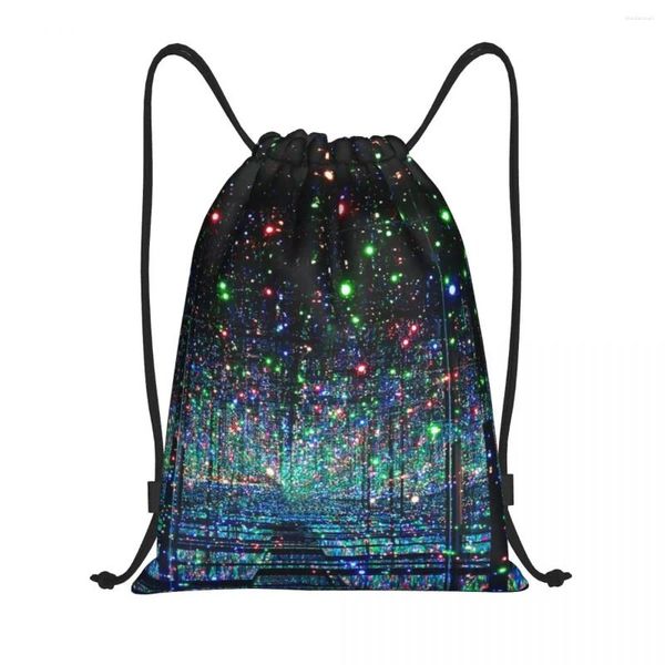 Einkaufstaschen Yayoi Kusama Ästhetische Neon -Kordelbeutel Frauen tragbare Sportsport -Sackpack -Rucksäcke