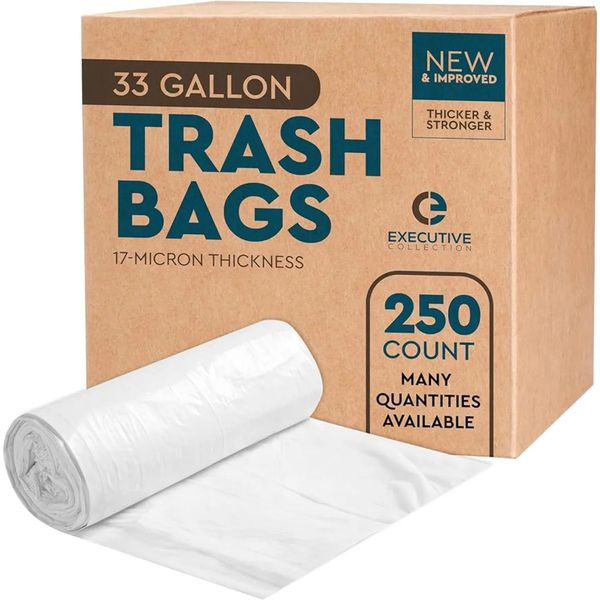 33 galloni sacchetti di rifiuti - 250 conteggi - 33 x 40 sacchetti di immondizia in plastica trasparente fodera per lattina - prodotti per la pulizia per la casa 240416