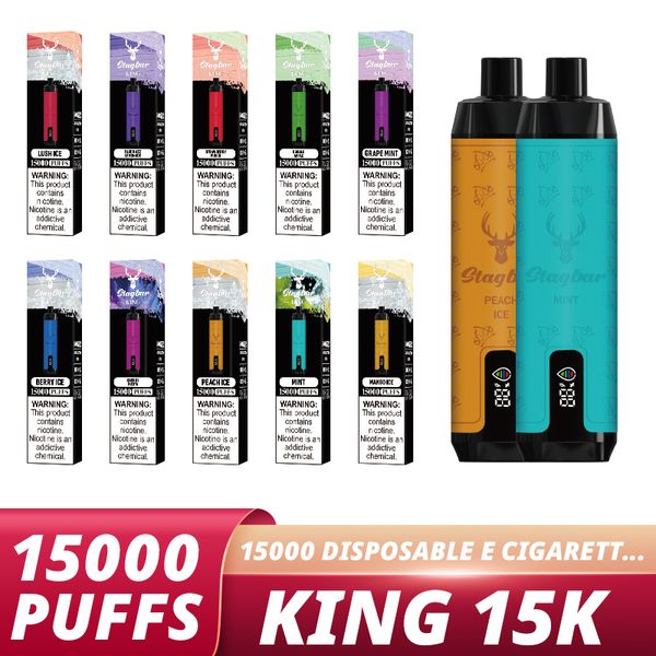 Stag Bar King 15000 sbuffi vape usa e getta tornado soffio 15k vaper shisha eu magazzino vape penna al e sigaretta usa e getta barra Vaper bar coil coil coglione dispositivo