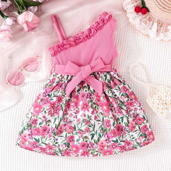 Mädchenkleider Kleid für Kinder 1 - 6 Jahre alte Geburtstagsraute Blumen von Schulterhülsen und Kinder Prinzessin Kleider Ootd für Baby Girl D240419