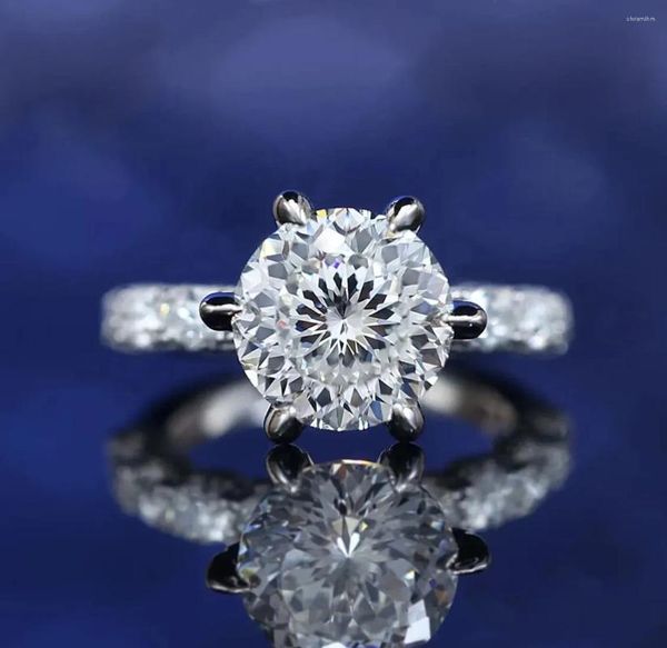 Anelli a grappolo solitario 5ct anello di diamanti moissanite reale 925 fedi nuziali in fidanzamento in argento sterling per donne uomini promettono gioielli