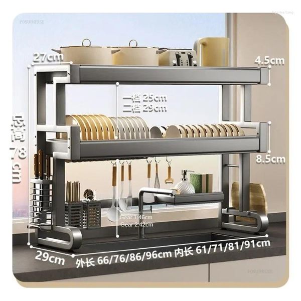 Deposito in acciaio a carbone cucina per lavandino estensibile ciotola multifunzionale ciotola set di cucchiai set organizzatore n