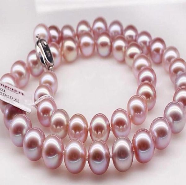 Neue feine Perlen Schmuck fein 10-11 mm natürlicher Südsee-Rosa Perlenkette 18 Zoll Silber2807483