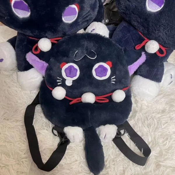 Sırt Çantaları Genshin Etki Kedi Peluş Anime Çantalar Xiao Scaramouche Cosplay Hobby Güzel Omuz Çantaları Gevşek Kedi Mandrill Peluş Bebek Sırt Çantası