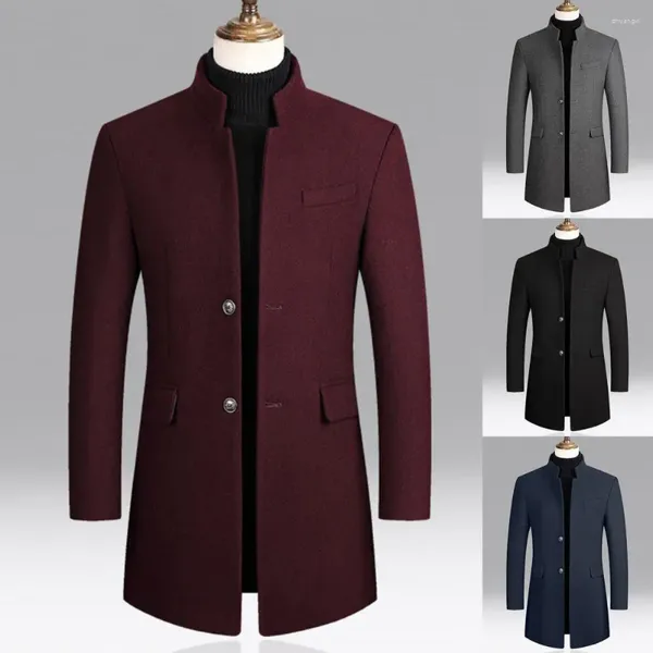 Jackets masculinos Buscador de vento Botões de temperamento sólido temperamento requintado Slim outono de inverno de inverno para a festa