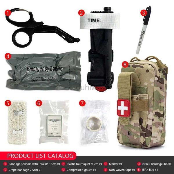 Erste -Hilfe -Versorgung Taktischer EMT Erste -Hilfe -Kit -Beutel mit Tourniquet Scissors Verband für Notfall -IFAK Trauma Militärkampf D240419