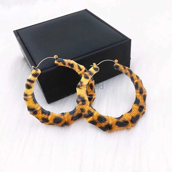 Altri orecchini a cerchio di bambù per leopardo punk esagerati per le donne dichiarazioni punk e orecchini per tracorsi per piercing gioielli di moda 240419