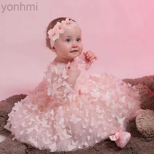 Mädchenkleider 3 6 9 12 18 24 Monate Neugeborene Kleid Blumen Mesh Fashion Party Little Prinzessin Babykleid Weihnachten Geburtstagsgeschenk Kinder Kleidung D240423