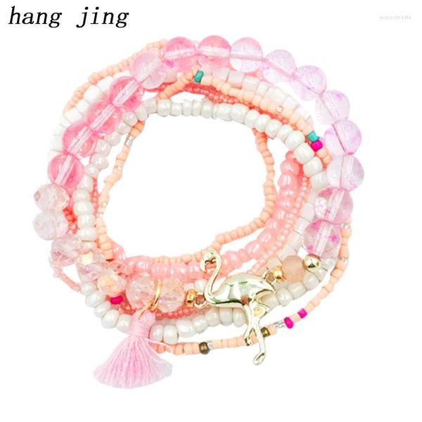 Charm Bracelets 7pcs/Set mehrschichtiger Samenperlen Armreifen Strand Strang Bangle für Frauen Freundschaft Armband Elastizität J ewelry