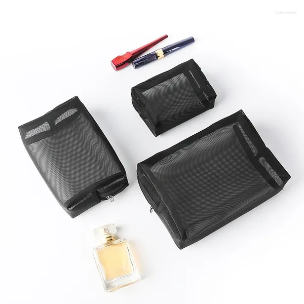 Bolsas de cosméticos 3 peça conjunto feminino transparente viagens funções de maquiagem zíper maquiagem de maquiagem de armazenamento de armazenamento lavanderia