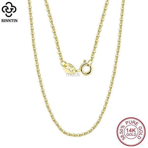 Colares de pendentes Rinntin 14K Gold Soll Gold 1.0/1,2mm Colar de corrente de cabo de corte de diamante para mulheres AU585 Amarelo/branco/rosa Gold Chain Jóias GC02 240419