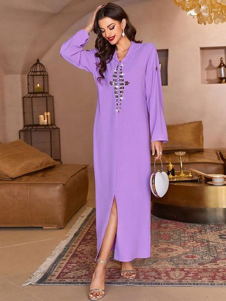 Abbigliamento etnico Ramadan eid con cappuccio Abaya Jalabiya Abice Arabo Long Dress Moroccan Diaman Caftan Donne musulmane Islam Dubai Abito da sera del Partito Dubai