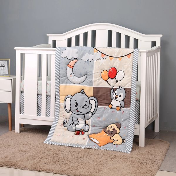 3 PCs Baby Crib Bettwäsche Set für Jungen und Mädchen, einschließlich Quilt Crib Sheet Crib Rock 240417