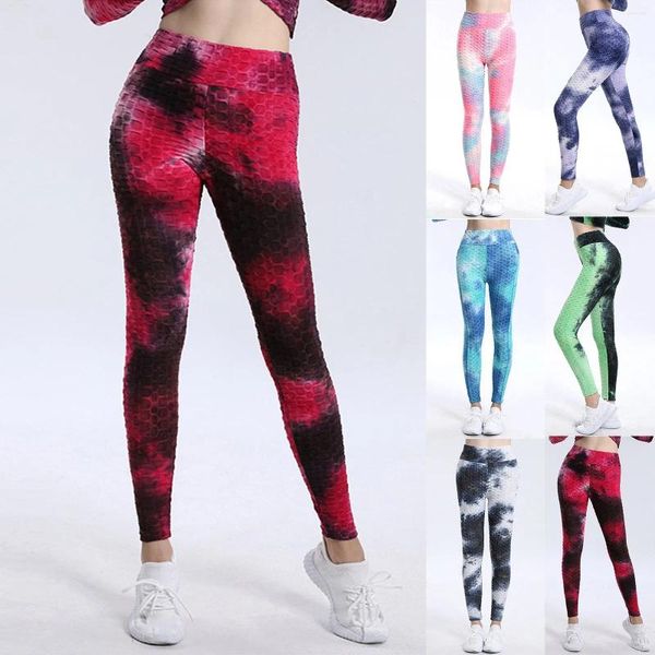 Pantaloni da donna senza soluzione di continuità nudo sentenza alta vita di sollevamento dell'anca per correre indossare sport tintetta yoga a bolle tinte