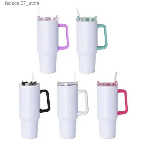 Canecas de 40 oz de sublimação em branco Tumblers com alça colorida aço inoxidável aço duplo a vácuo isolado de grande capacidade Tumbler atacado FY5706 0418Q240419