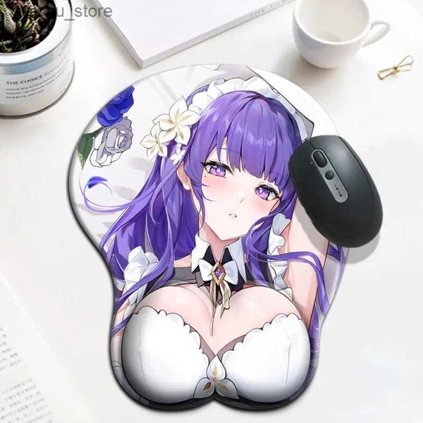 Мышиные накладки запястья отдыхает Raiden Shogun Maid Платье Genshin Impact 3D Boobs Mousepad Mite Gaming фигура аниме мыши с запястьем Oppai Dest Mat Y240419