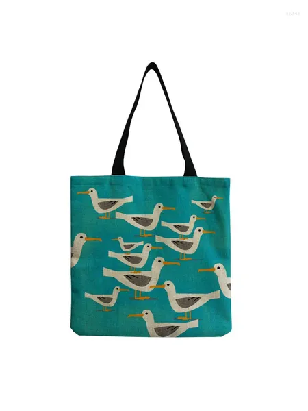 BASS BIGHT Colori luminosi Pigeon Stampato Birdini Cartoon Birds di grande capacità Benne Donne ECO RIUSABILE Shopper Green Shopper Modello