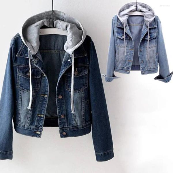 Jackets femininas Boas mulheres capuz de capuz grossa de jeans slim de jeans atraente para o aluno