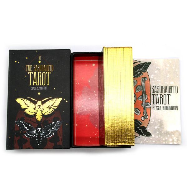 Telescópios 1: 1 12*7CM 78 Tarot Oracle Cards Box Full Telescope Box Gilded Edge Inglês Versão Friends Party Board Game Divination Tarot Deck