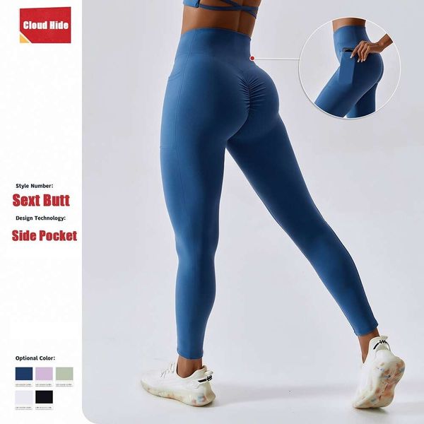 Cloud Hide sexy Frauen Yoga Hosen Telefontasche High Taille Sport Leggings Fasess Fitnessstudio lange Strumpfhosen XL Workout Running Hosen