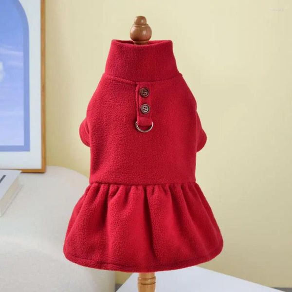 Vestido de pelúcia para cachorro vestido de estimação de animais de estimação inverno com anel de tração para cães gatos saia confortável pequena a média